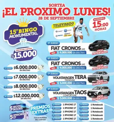 El bingo que reparte autos 0 km en Salta: cuánto sale el cartón y a qué hora arranca