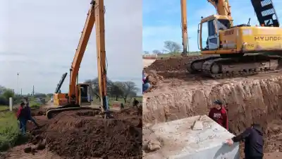 Abre la ruta, aparecen las alcantarillas: la obra que busca frenar el avance del agua en Los Juríes