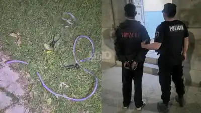 Se subió a un poste en Santa Lucía para robar cables: no esperaba lo que le pasó