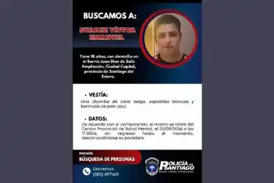 Salió del centro de salud a las 17 y no volvió: la Policía busca a Víctor, de 18 años