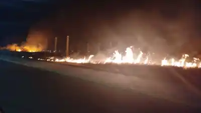 Lanzaron pirotecnia frente a los boliches y el fuego se descontroló: ya supera los 100 metros