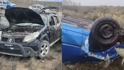 Ruta 237: dos conductores terminaron fuera del asfalto con solo tres horas de diferencia