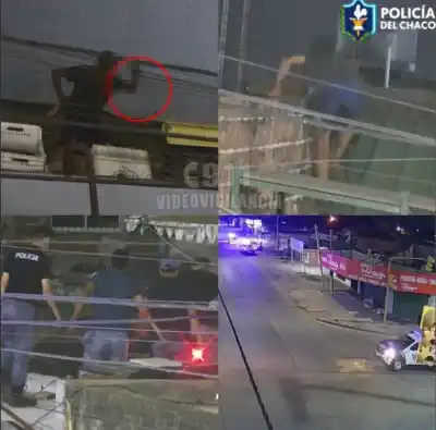 Subió al techo de un autoservicio en la madrugada: lo que vieron las cámaras lo dejó sin salida