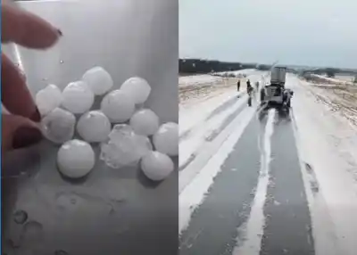 Una nube negra tapó la ruta, y lo que empezó a caer dejó a todos paralizados