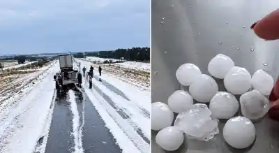 El granizo sorprendió en el sur de Salta: lo que quedó sobre la ruta que conecta con Tucumán