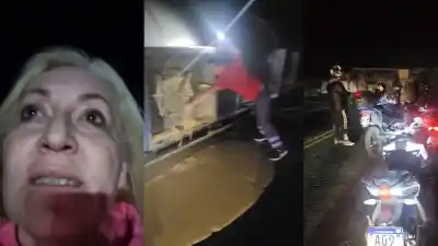 Viajaban a la Difunta Correa y un camión se les cruzó de golpe: el video que lo muestra todo