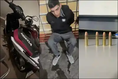 Lo quisieron parar por no usar casco en Santa Lucía y terminó detenido por algo mucho más grave