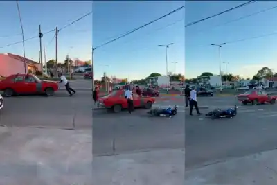 Lo chocó de atrás en una esquina de Paraná y huyó sin mirar atrás: quedó todo grabado