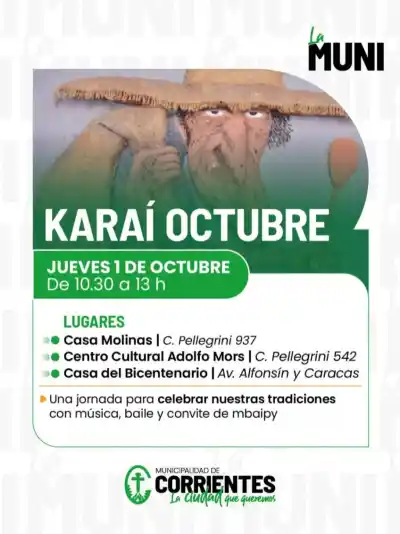Corrientes se prepara para el Karaí Octubre: la tradición guaraní que llega con comida gratis y música en vivo