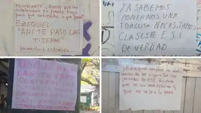 Carteles en el Gurruchaga: los estudiantes expusieron lo que ocurre dentro de la escuela