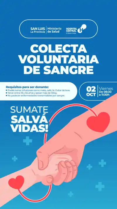 El hospital de San Luis abre sus puertas este viernes: quiénes pueden donar sangre y en qué horario