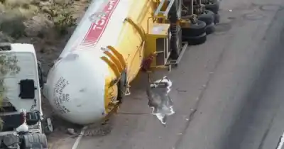 Un camión con gas propano volcó en el Mirador de San Rafael y la ruta 144 quedó cortada