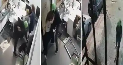 Encapuchado, violento y prófugo: el asalto a una estética del centro que quedó filmado