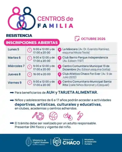 Chicos de 6 a 17 años ya tienen dónde anotarse en cuatro ciudades del Chaco