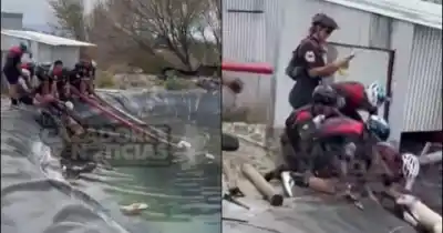 Unos ciclistas iban pedaleando y algo en el reservorio los frenó en seco