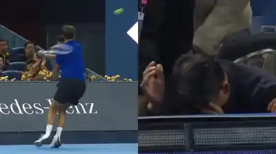 El pelotazo de Medvedev que terminó en el ojo de un espectador y le costó el partido