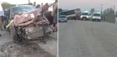 Monterizo herido al chocar un colectivo y un auto camino a Amberes