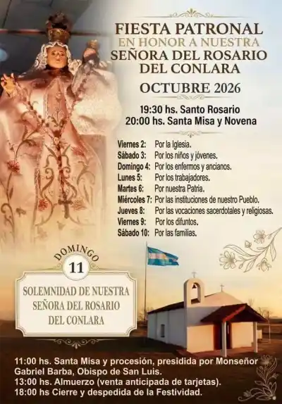 La fiesta que moviliza al Valle del Conlara ya tiene fecha: quién presidirá la misa central