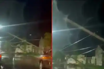 El temporal golpeó San Salvador: 32 milímetros en horas y postes caídos en la ciudad
