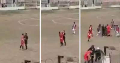 Le sacó la roja y el árbitro terminó en el piso: el video que dio la vuelta al país