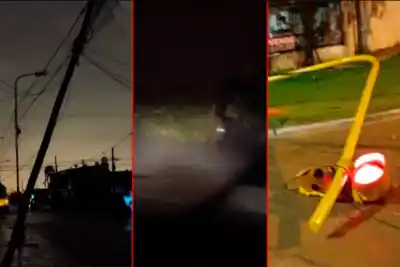 Temporal en Concordia: el agua tapó calles y un semáforo terminó tirado en plena intersección