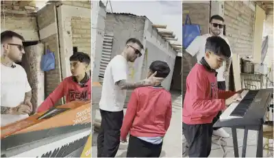 El incendio le quemó el piano, pero este nene de Santa Lucía salvó lo que más quería