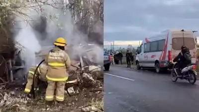 Volcó en la Ruta 151 y el auto terminó envuelto en llamas: lo que encontraron los bomberos al llegar