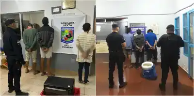 Trasladaban un inodoro en una bolsa azul y un horno: la policía los esperaba