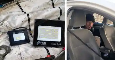 Los reflectores que escondía bajo una campera blanca: el mismo detenido de Santa Lucía volvió a caer