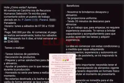 Le ofrecieron trabajo en una panadería de Paraná, pagó $35.000 y la esperaban con una noticia