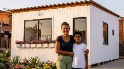 Una madre de 9 hijos recibió una casa armada en 15 horas: lo que usaron para construirla