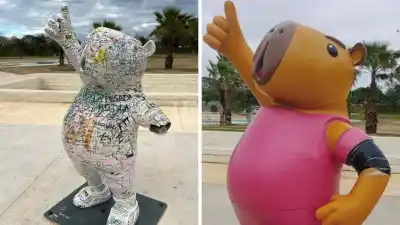 La mascota de los Juegos apareció mutilada en el Parque del Sur: qué le hicieron a Capi