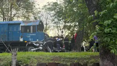 Iba a cruzar las vías, vio algo y saltó del auto justo antes del impacto del tren