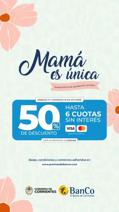 El Banco de Corrientes activó un reintegro por el Día de la Madre: quiénes pueden aprovecharlo y hasta cuándo