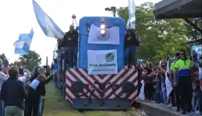 Un tren que no llegaba a Albardón desde hace 57 años trae 25 toneladas de ayuda a San Juan