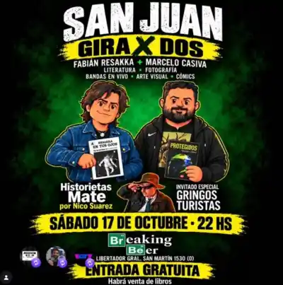 Dos amigos suben al escenario con un plan que mezcla rock, libros y un recuerdo de Flema