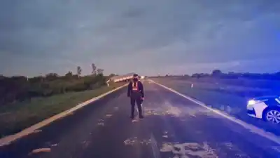 Dos camiones chocaron en la ruta 16 y la carga de soja quedó tirada en el asfalto