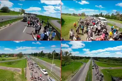 La columna de fe que un drone captó desde el cielo en el Acceso Norte