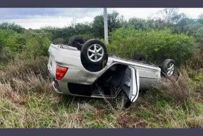 Una majada de cabras se le cruzó en la ruta 13 y terminó con el auto dado vuelta