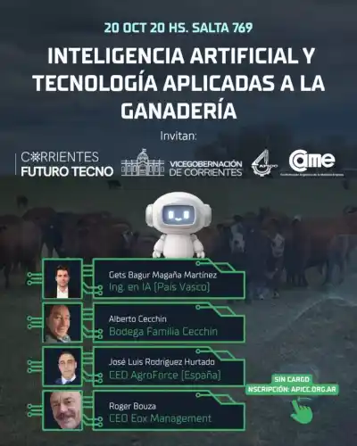 La ganadería correntina se sube a la inteligencia artificial: quiénes disertarán en la APICC