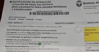 Le llegó una multa de Buenos Aires, pero jamás salió de Bowen: qué hay detrás de las notificaciones
