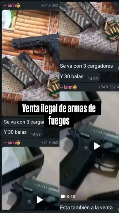 Publicó fotos de armas en un grupo de WhatsApp y la Policía terminó golpeando su puerta