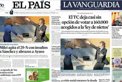 El abrazo que Milei no esperaba: la única foto que se llevó de España