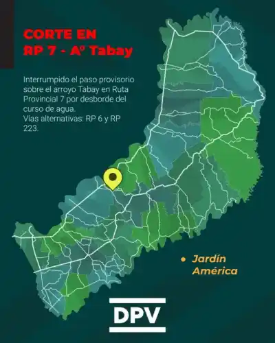 Cortaron la ruta 7 en Jardín América: los desvíos para no quedar trabado