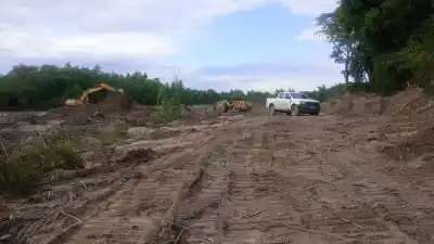 El río Marapa se ensancha a 700 metros del puente Paso La Tala: qué hay detrás de las obras en Graneros