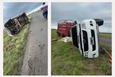 Volcó con acoplado ganadero en la Ruta 14 y la escena dejó a la vista algo inesperado