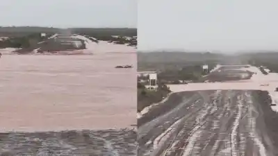 El agua tapó el caño de 1,60 metros: el pueblo neuquino que quedó sin entrada ni salida