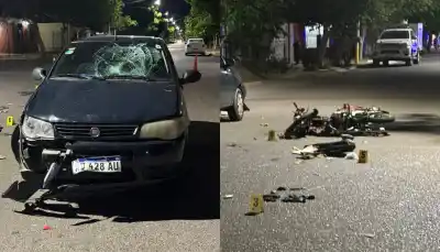 Cruzó en Rawson con su moto y quedó inconsciente en medio de la calle