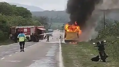 El humo salió del motor en plena Ruta 34: 45 chicos de básquet bajaron a la banquina justo a tiempo