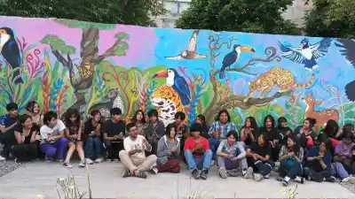 Más de 20 chicos pintaron 16 metros en un día: el mural que ya sorprende en una escuela de Jujuy